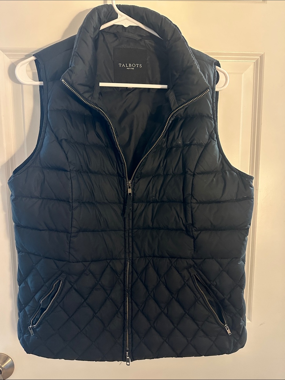 Talbots Black Quilted Down-Style Puffer Vest